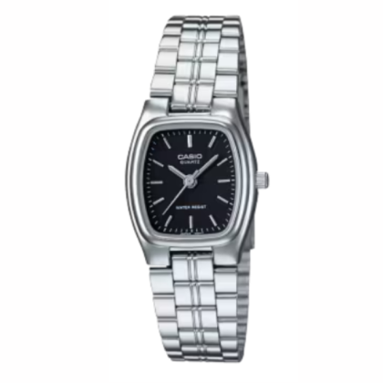 Casio General LTP-1169D-1ARDF Quartz Black Dial Silver Stainless Steel Women Watch